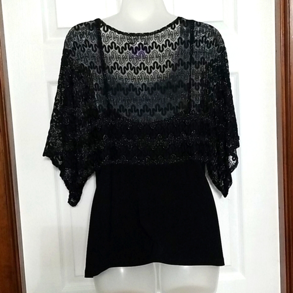 Studio 1940 Black Lace and Tricot Top - Picture 2 of 8